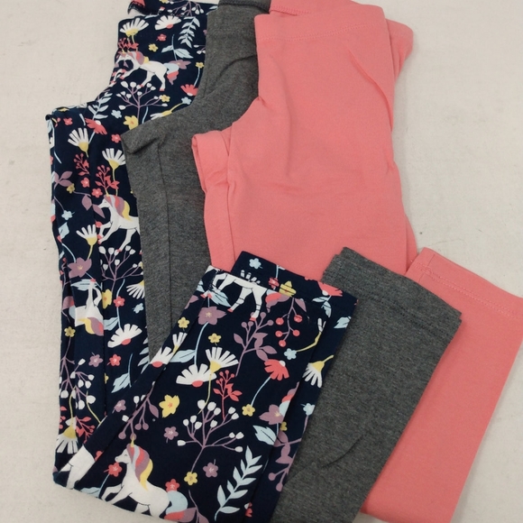 Member's Mark Girls' 3 Pack Legging- Pink/Grey/Unicorn Floral - Picture 2 of 2